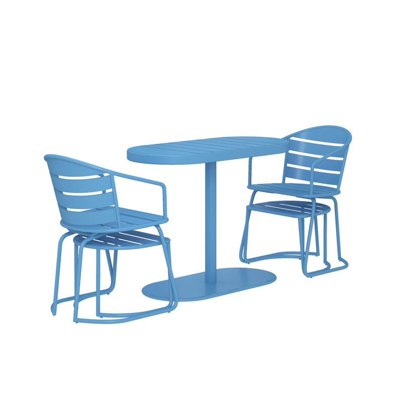 Amyris 2 - Person Patio Dining Set with Oval Table, Turquoise