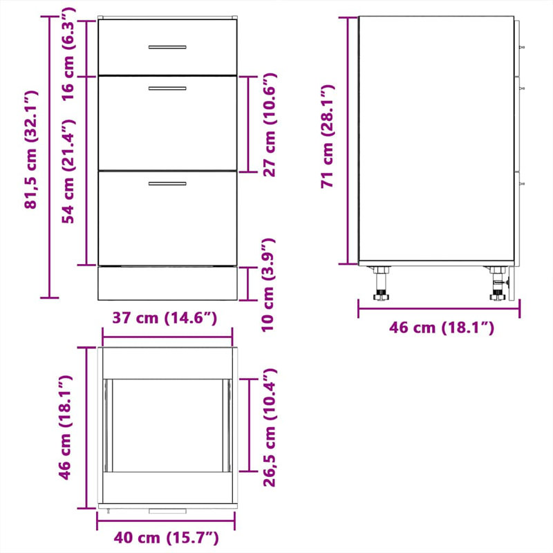 Lyon Bottom Cabinet Lyon, artisan oak