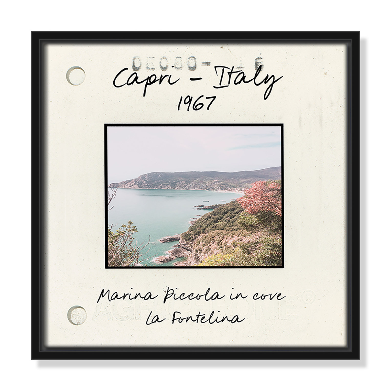 Capri Italy - Marina Picolla in La Fontalina Print by Susan Jill, 13.5" H x 13.5" W x 2" D, Black Floater Framed Canvas