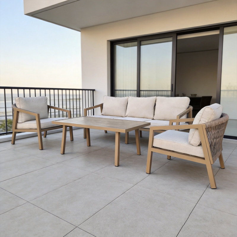 60cm Wide U-Shaped Patio Sofa with Cushions