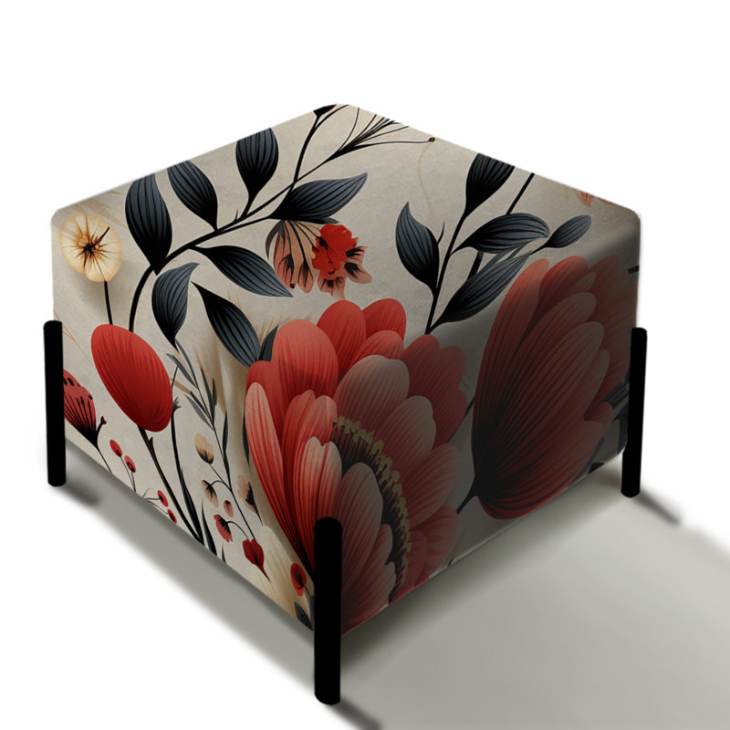 Motif floral Coral Bohemian Bliss - Repose-pieds carré floral