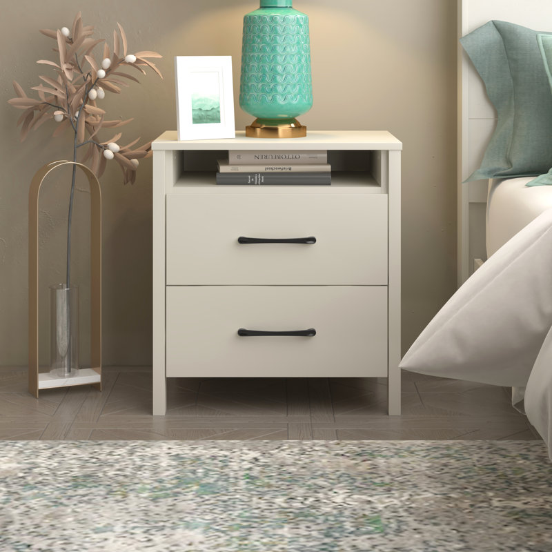 Gianni 2 Drawer Bedside Table, Ivory