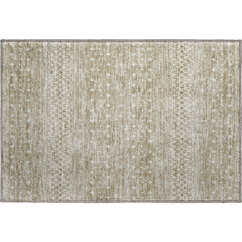 Premium Machine Washable Prisco Taupe Rug, Rectangle 1'8" x 2'6"