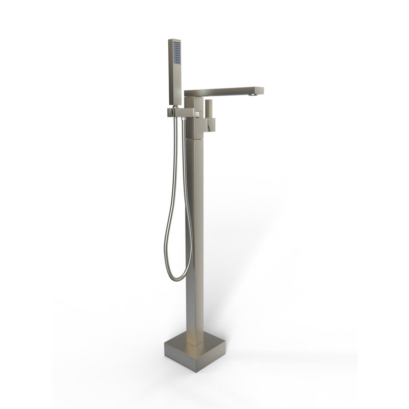 Single Handle Floor Mounted Freestanding Tub Filler with Handshower, Stainless Steel