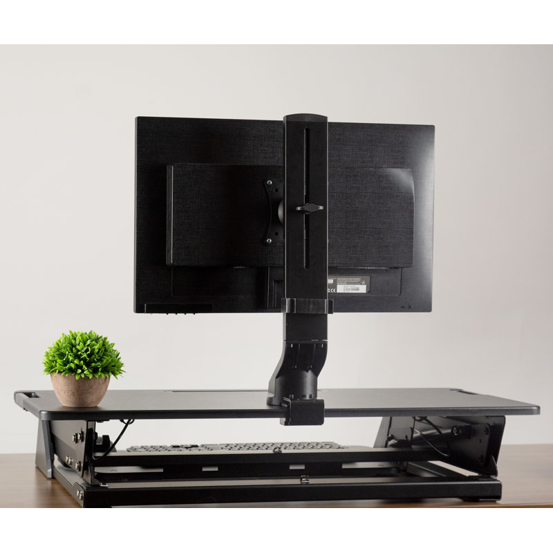 Black Steel Adjustable Single Monitor Mount for Standing Desk