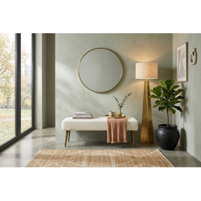  Banc de fenêtre d'entrée pour chambre 45 "avec cadre rembourré et pieds en métal Sakhia