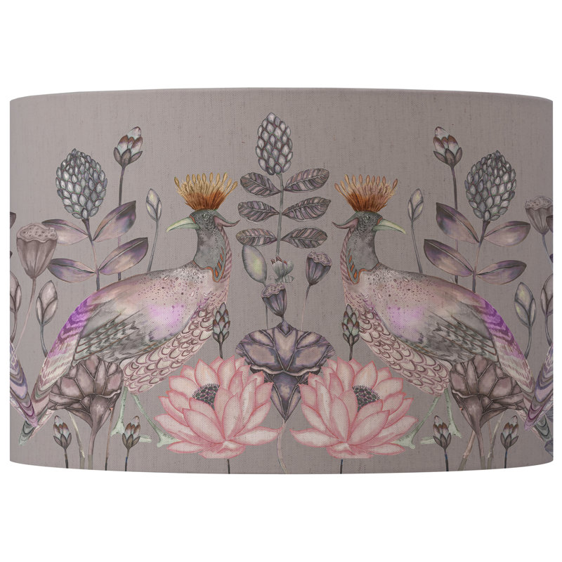 Cotton Drum Lamp Shade, Purple, 25cm H x 40cm W x 40cm