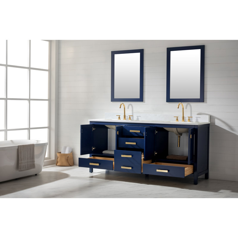 Ensemble de meuble-lavabo double 72 po Oberlander, Bleu