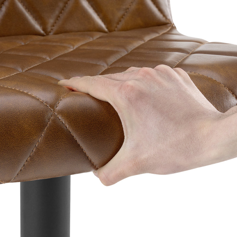  Tabouret de bar pivotant Mid-Century Morden, Noir, Brun jaunâtre