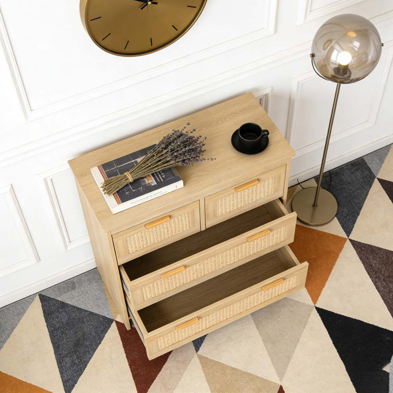 Commode 4 tiroirs en rotin