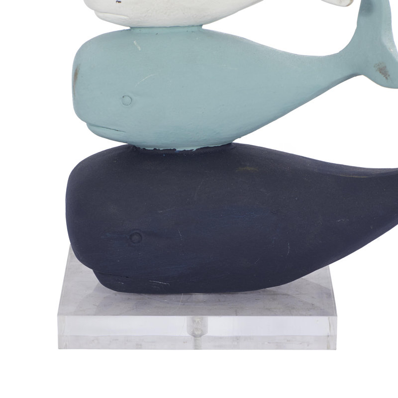 Sculpture de baleine en pierre 15 po Shan avec base en acrylique transparent Shan