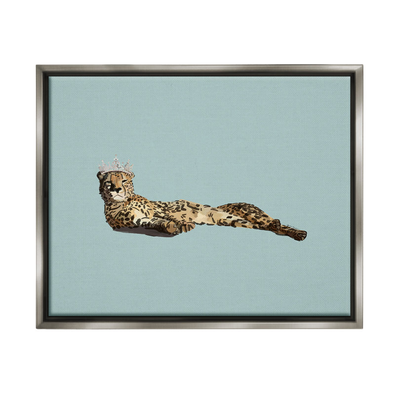 «Royal Leopard With Crown» par Amelia Noyes sur, Cadre flottant gris lustré, H 25 po x l 31 po