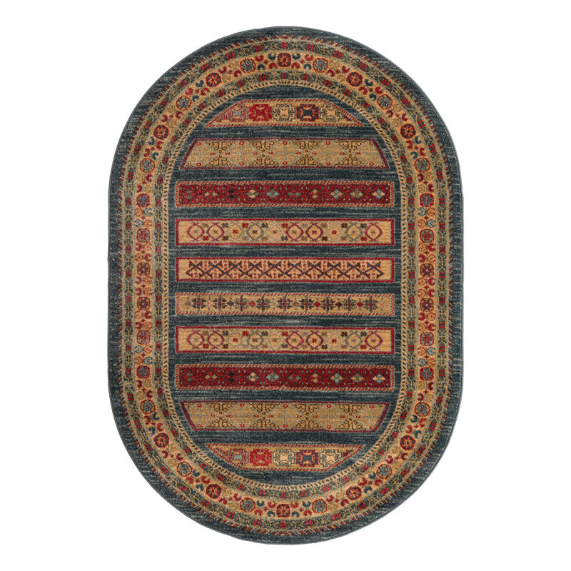 Jaeden Geometric Area Rug, Oval 4' x 6', Blue 