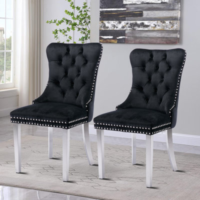 2 Pcs High-End Tufted Solid Wood Contemporary Velvet Upholstered Dining Chair With Wood Legs Nailhead Trim,Upholstered dining room chair,dinning chair,kitchen chair