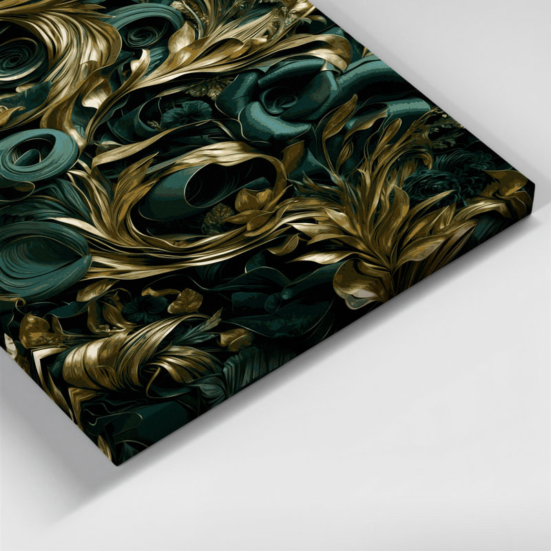 «Abstract Florals 98», art mural sur toile verte, 36" H x 24" W