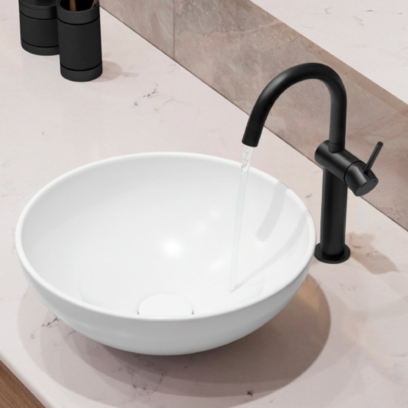 Robinet pour salle de bain à poignée simple 12 5/8 po noir mat, Noir mat