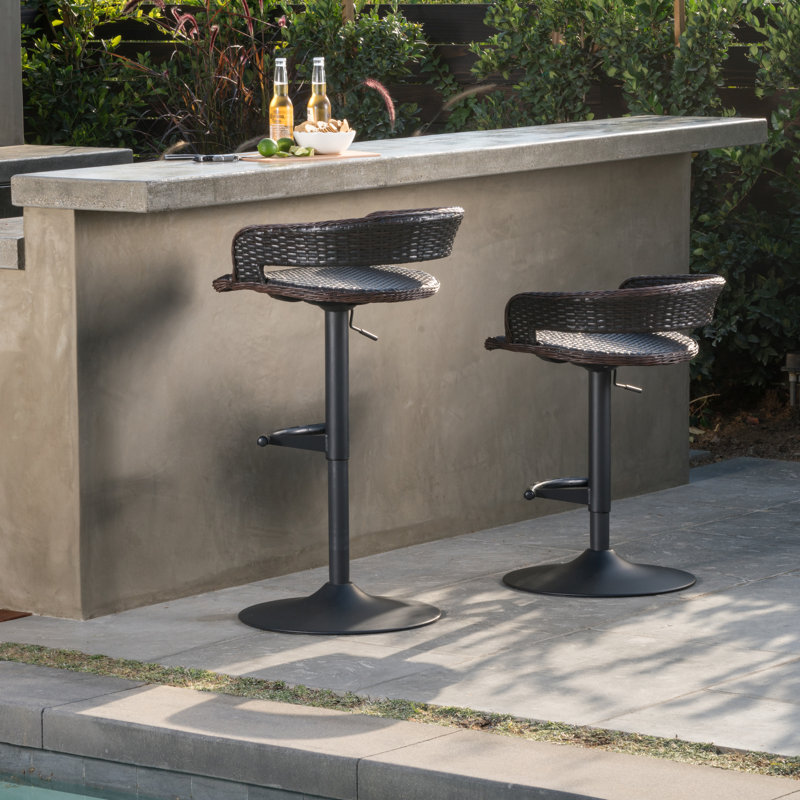 Ehrenfried Outdoor Swivel Bar Stool, Espresso