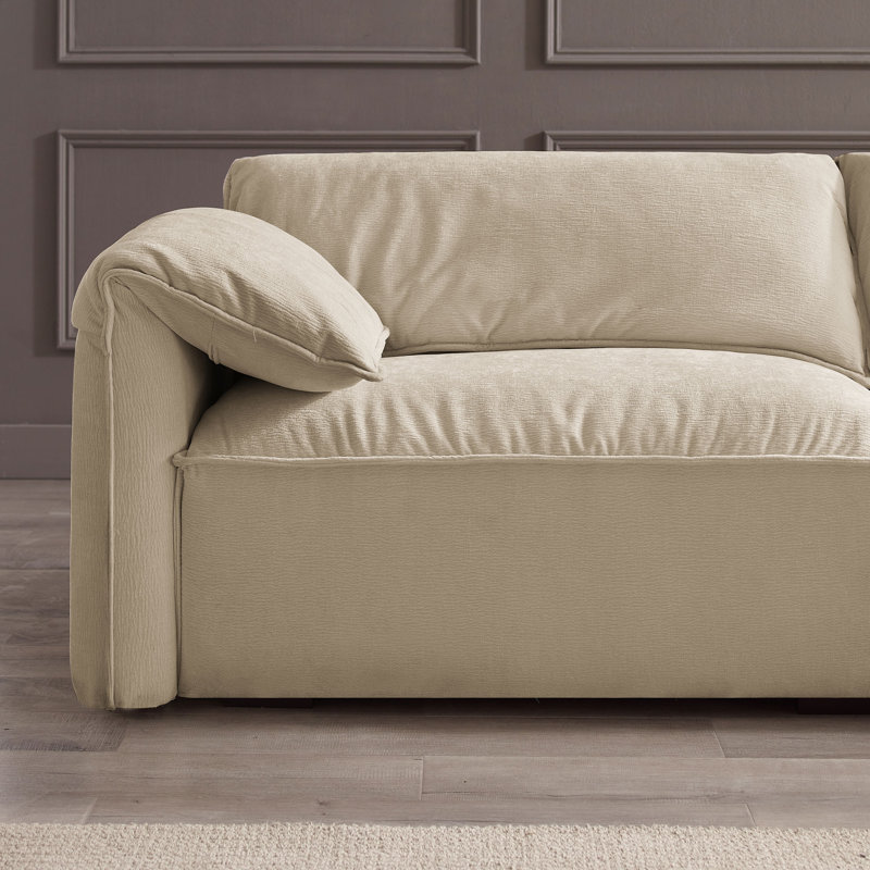 Louai 92.5'' Chenille Upholstered Sofa, Natural Wheat  Polyester Twill