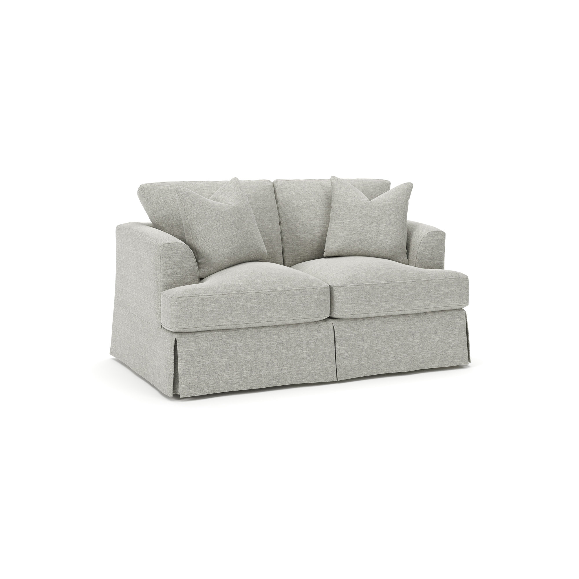Lucia 65.5" Recessed Arm Slipcovered Loveseat, Beat Ash Performance