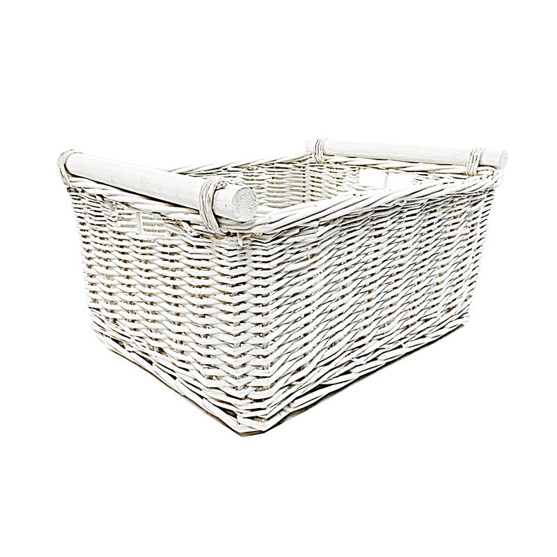 Three Posts Wicker Decorative Basket, 20cm H x 45cm W x 35cm D, White