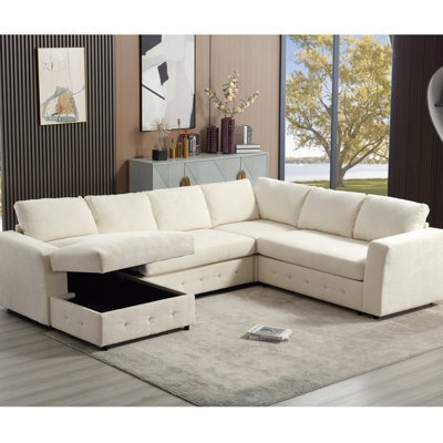 111.4" Modular With Copious Storage Options, Chenille Upholstery, Crystal Button Decoration, For Home Modern Sectional Generous Storage, 111.4", Ornament, Living Area