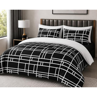 Microfiber Striped Duvet Cover Set