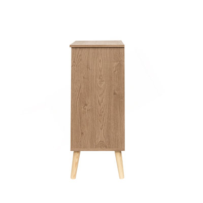 Armoire de cuisine, tablettes réglables, rangement avec 1 tiroir et 2 portes, armoire avec pieds en bois massif, buffet de plancher pour le salon, le salon, la cuisine, l'entrée