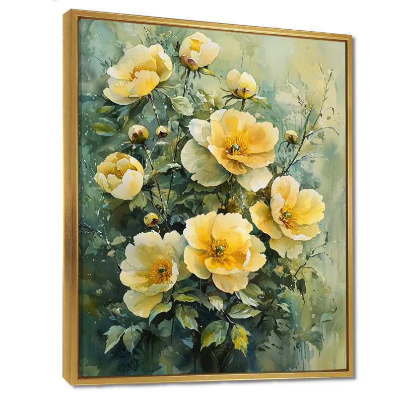 «Velvet Peony Unflod In The Meadow», reproduction sur toile, Reproduction avec cadre flottant, H 20 po x l 12 po, Doré