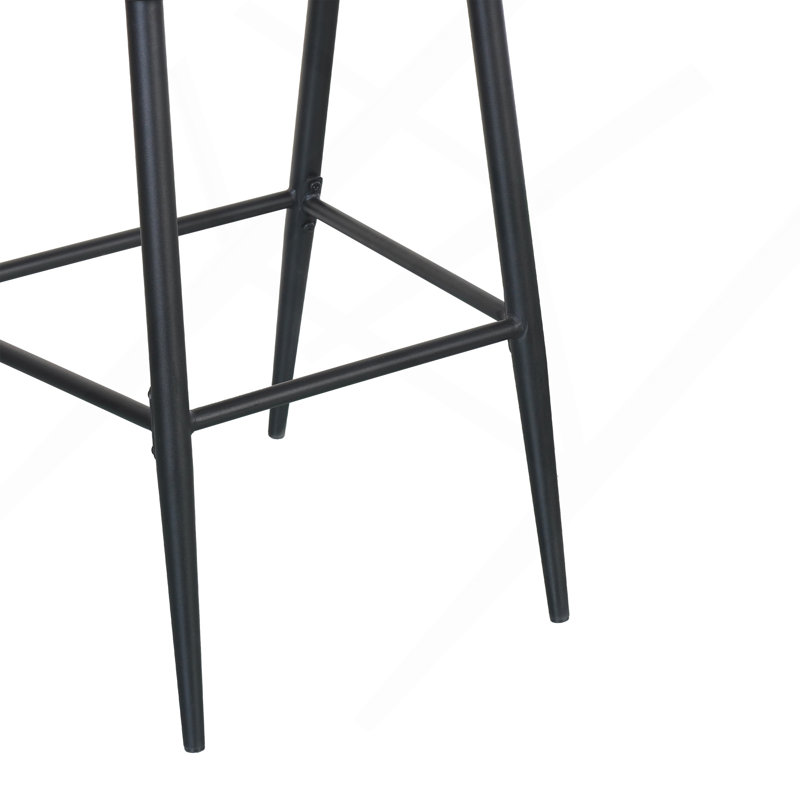 Tabouret de patio Eisen, Coussin gris clair / structure en fer noir mat, Tabouret de comptoir (siège d'une hauteur de 26 p, 2