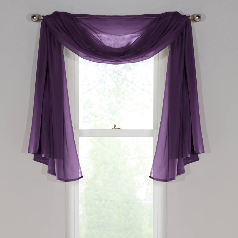 Adolfus Semi Sheer Window Scarf Single Panel, Purple
