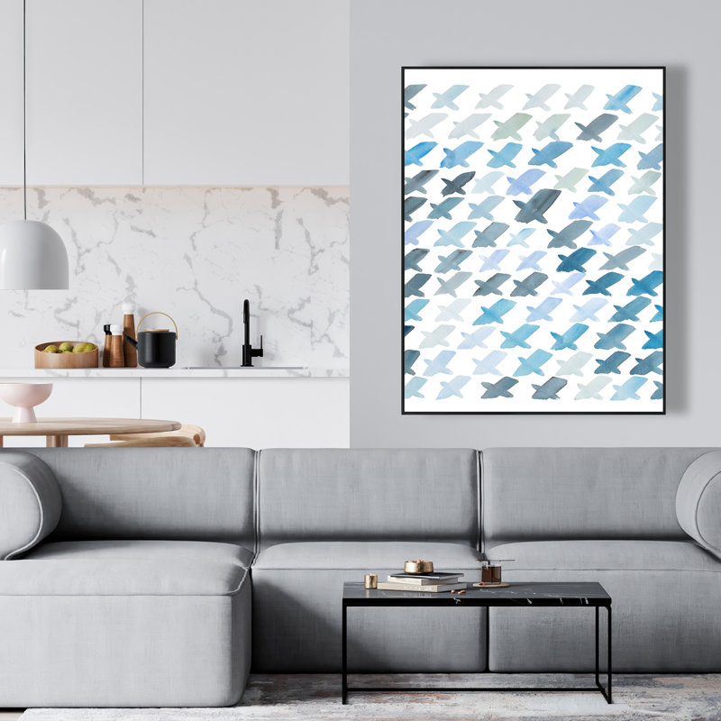 Toile encadrée turquoise avec motif en X | Décoration intérieure