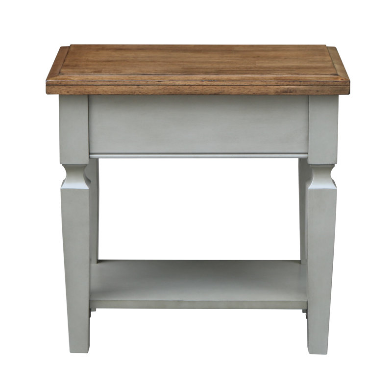 Briseno Solid Wood End Table, Hickory/Stone