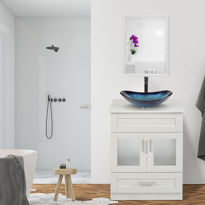 Ensemble de meuble-lavabo simple 24 po avec miroir Minela