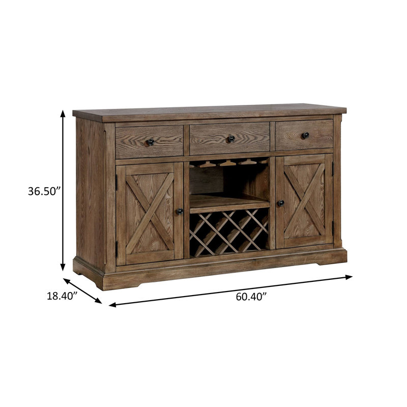 60.4"W Rustic Server, Light Oak