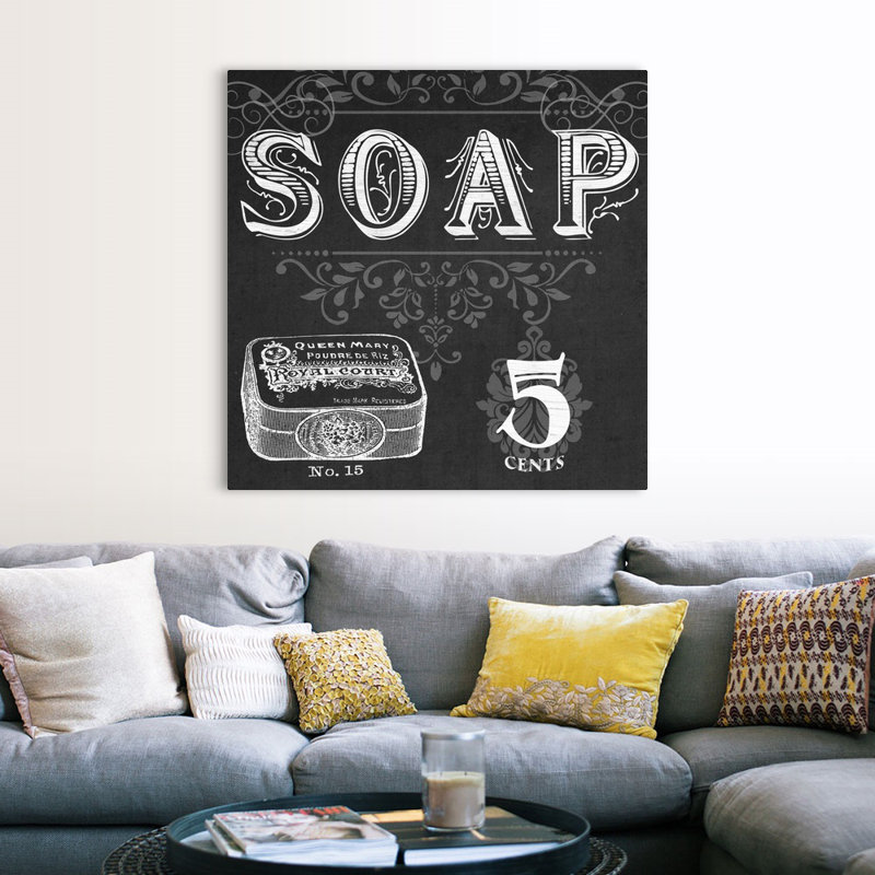 «Chalkboard Bath Signs I», reproduction d'impression sur toile, Toile tendue, H 48 po x l 48 po x P 1,25 po