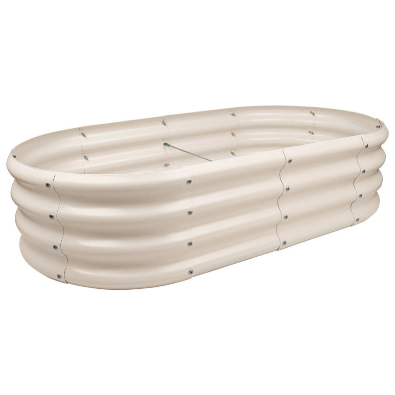 Harbour Housewares - Rounded Galvanised Steel Raised Garden Bed Planter - Ivory, 30cm H x 120cm W x 60cm D, 1