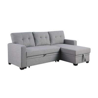 Upholstered Pull Out Sectional Sofa With Chaise