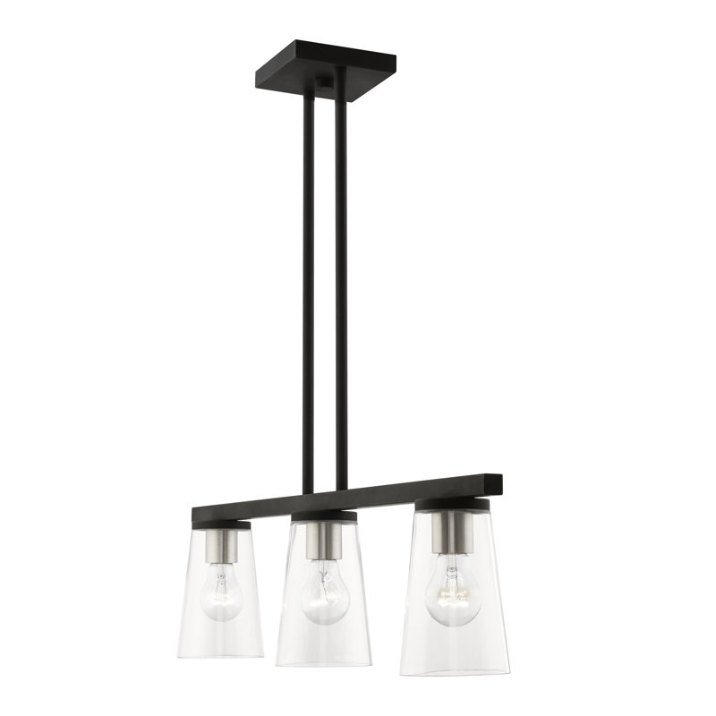 Lustre linéaire Yorick, Noir / Nickel brossé