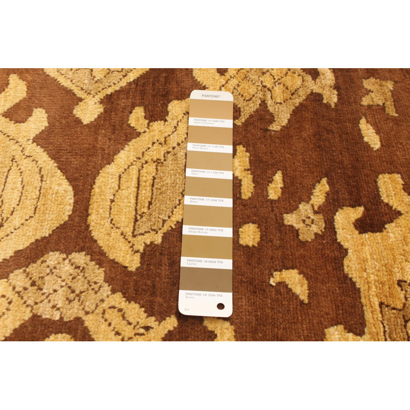 Tapis décoratif en laine noué à la main de conception unique 3 pi 3 po x 5 pi 1 po Detrich en brun foncé/beige