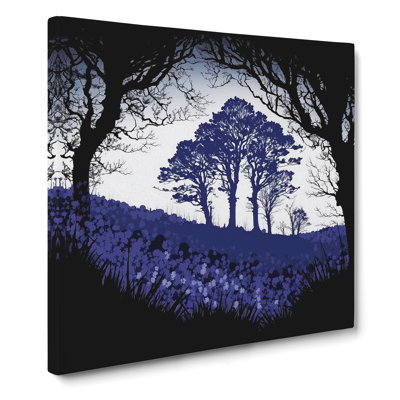 Bluebell Field Silhouette - Wrapped Canvas