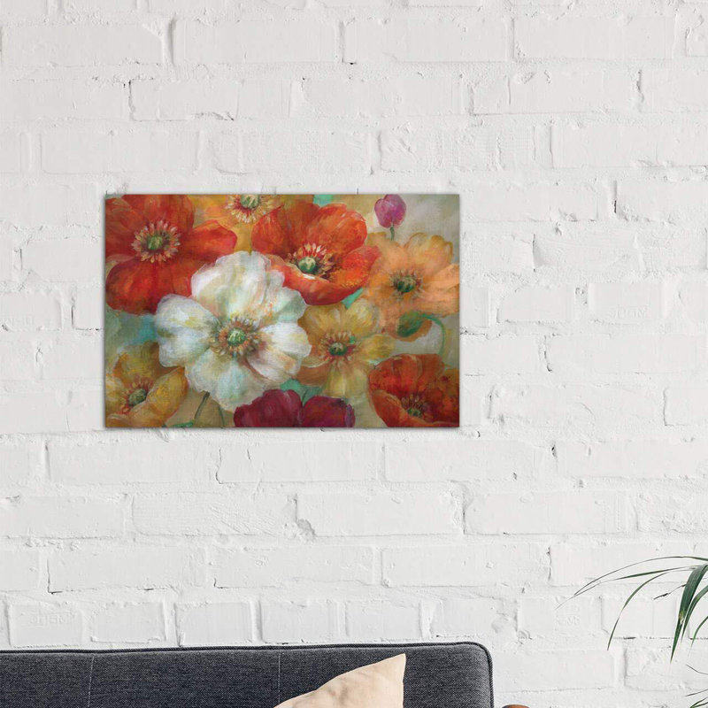 « poppycentric » par nan-reproduction d’art, H 18 po x l 26 po x P 1,5 po, Toile tendue