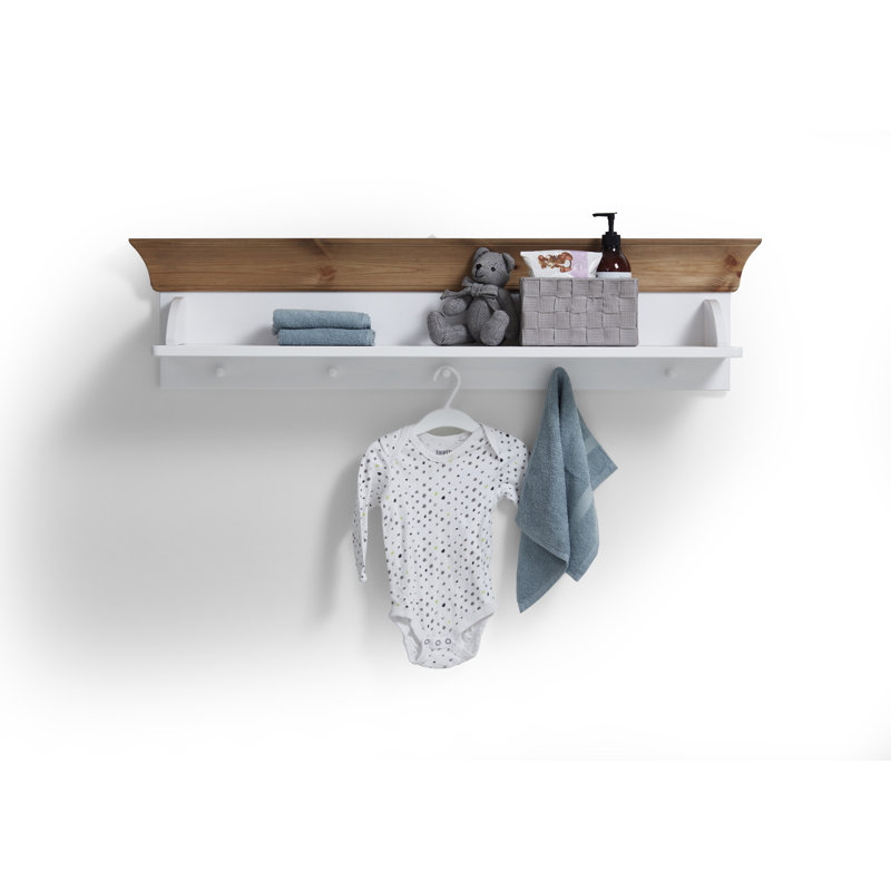 Leary Pine Solid Wood Floating Shelf, White/Brown