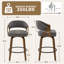 Tabouret de bar pivotant à 360 ° de style Mid-Century moderne en noyer avec dossier courbé rembourré (ensemble de 2)-2047351524