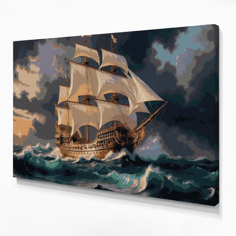 Art mural sur toile, "Nautical Galion", H 11 po x l 14 po