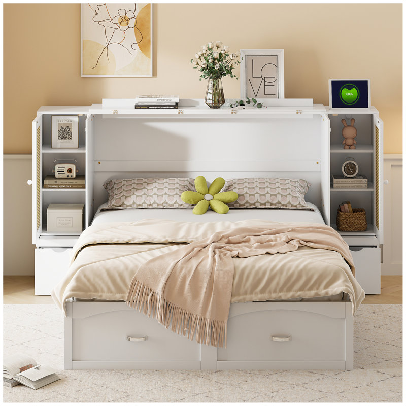 Damarco Murphy Bed, White, Full