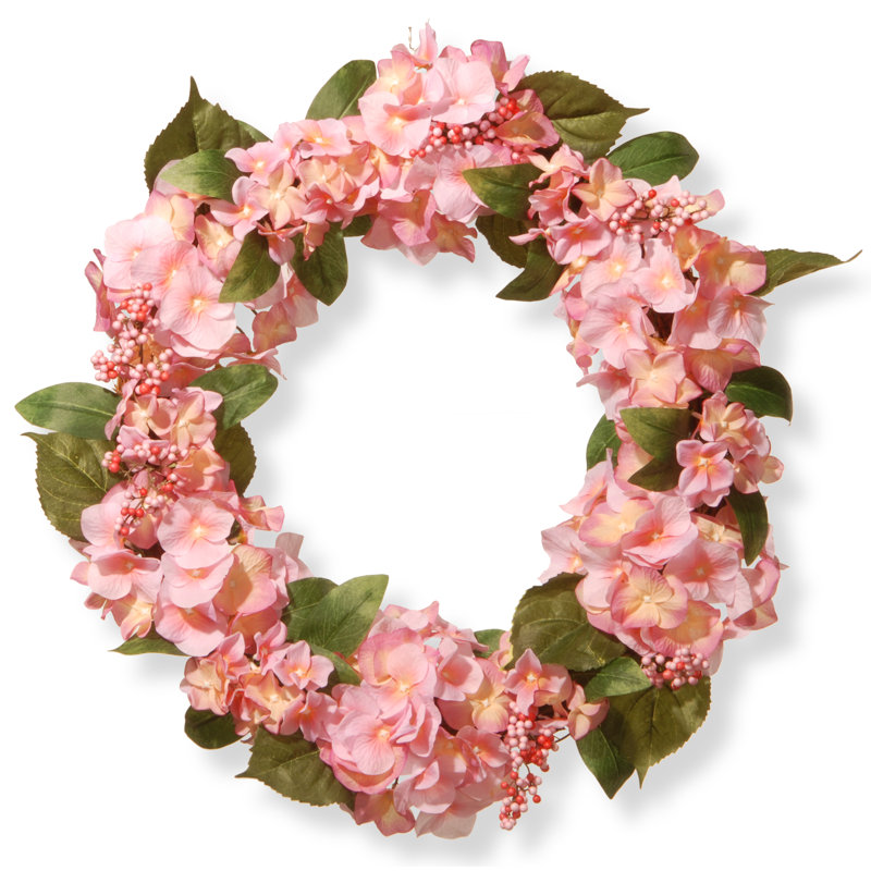 Couronne d'hortensia rose 24 po