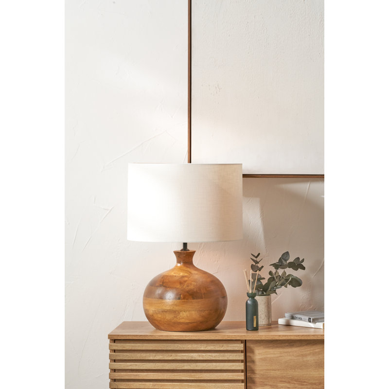 Kiah Wood Table Lamp, Brown