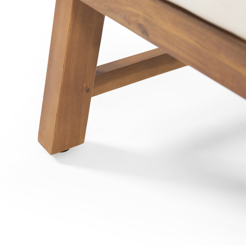 Repose-pieds d'extérieur avec coussin Ashveer, Crème, Patine brune