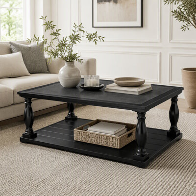 Farmhouse Rectangular Coffee Table with Turned Spindle Legs