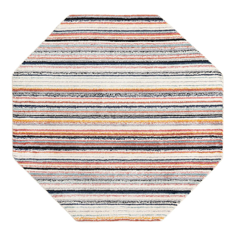 Prentice Striped Indoor Rug, Octagon 7'10" x 7'10"